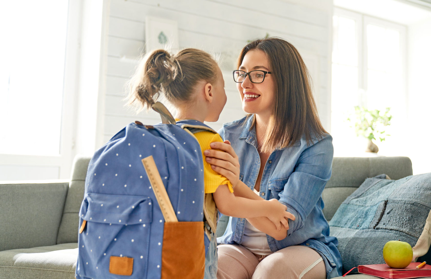 Mother and Daughter heading back to school