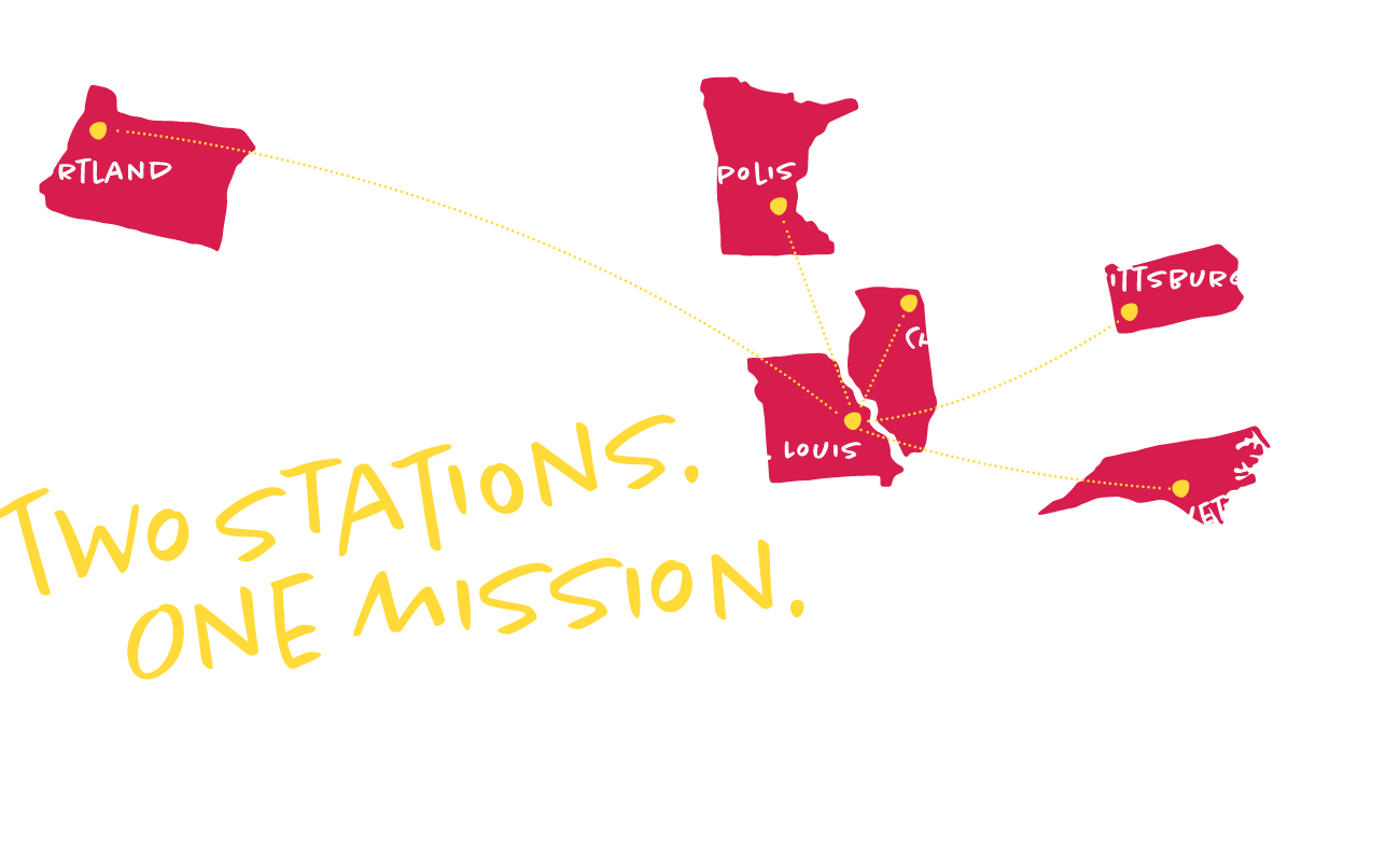 map of all the cities BOOST is in. Two Stations. One Mission